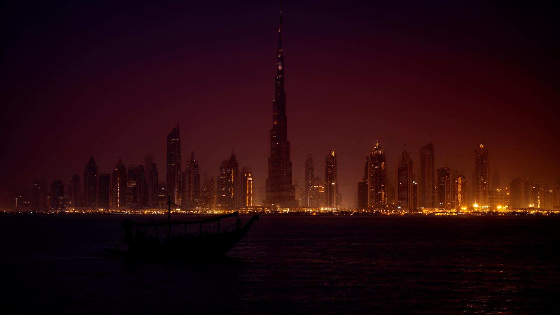 Gulf skyline at blue hour